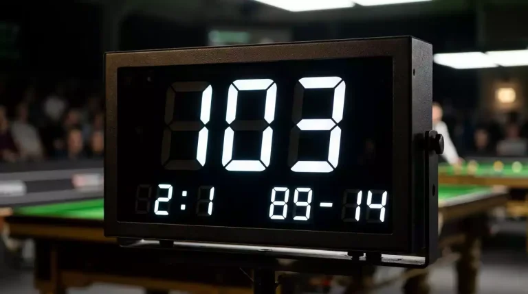 Marcador de snooker mostrando un century break de más de 100 puntos