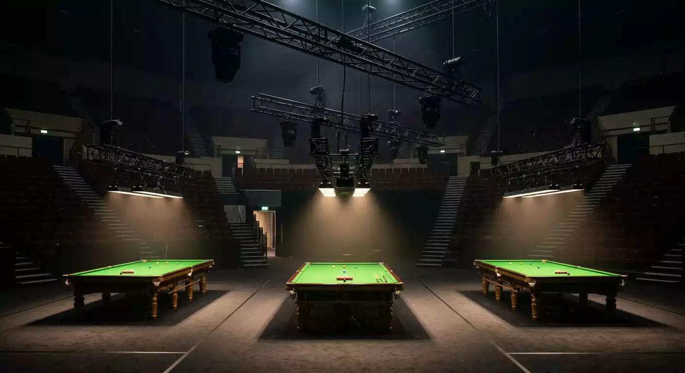 Interior del Crucible Theatre durante el Campeonato Mundial de Snooker