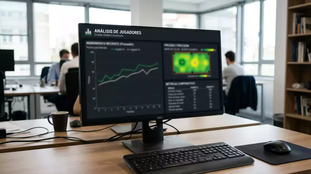 Pantalla con estadísticas y gráficos de rendimiento de jugadores de snooker