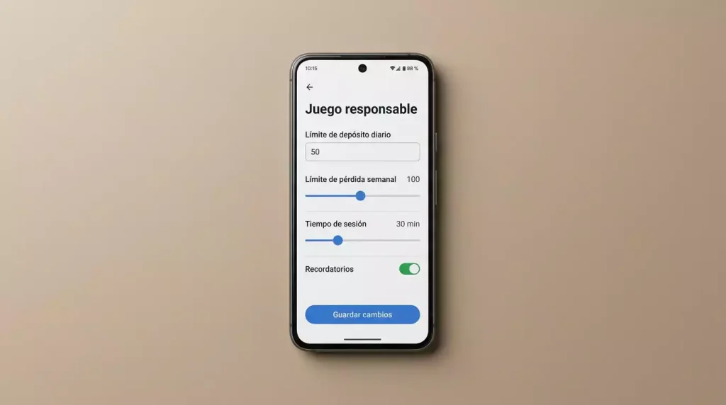 Icono de configuración de límites de apuesta en pantalla de móvil