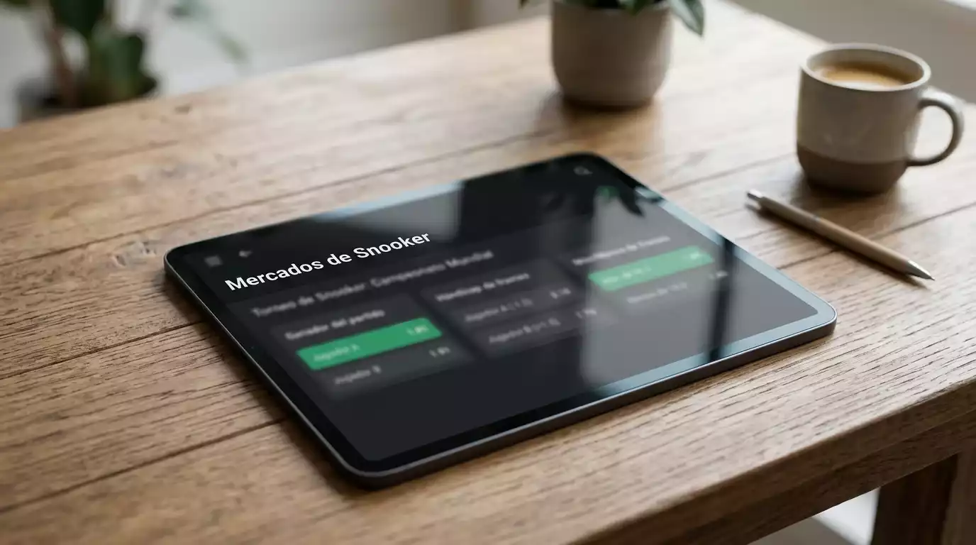 Diferentes tipos de mercados de apuestas en snooker mostrados en interfaz